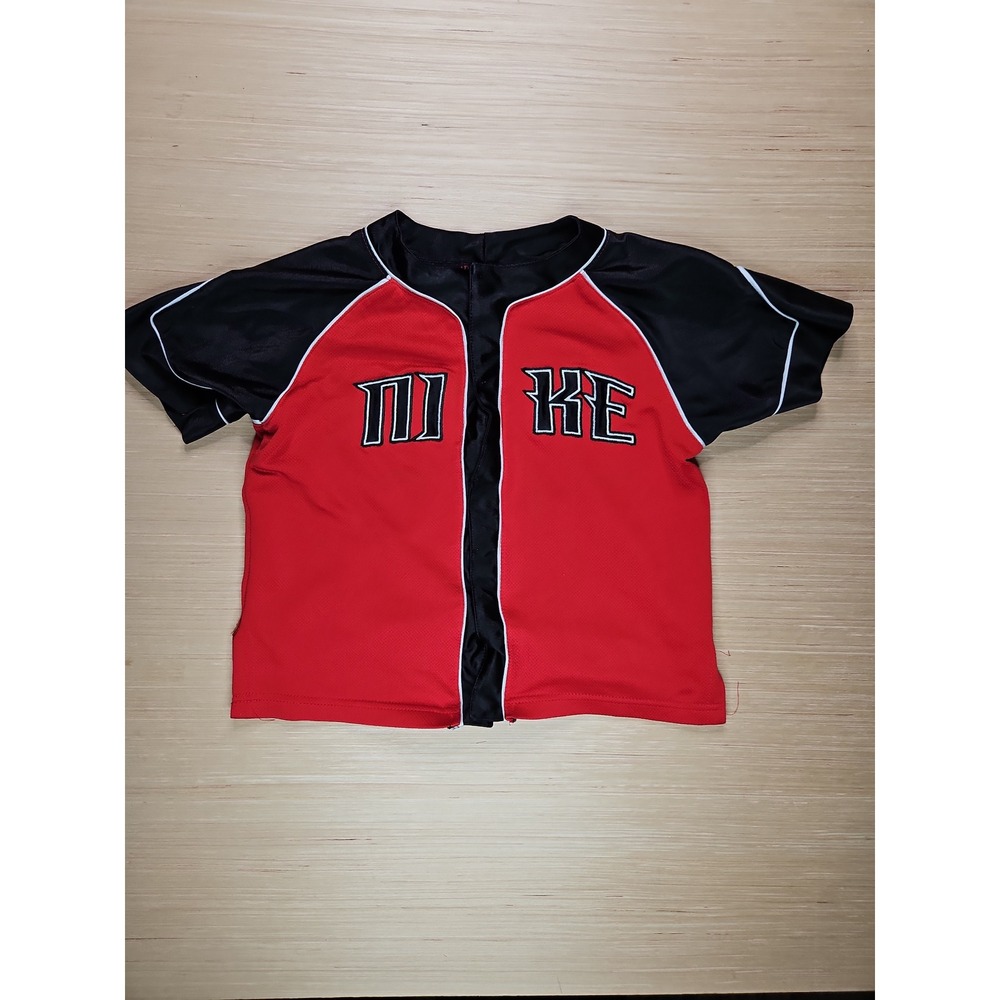 Y2K Nike Kids Baseball Jersey Red Black Short Sleeve Size‎ 5